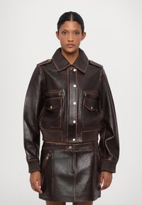 MICHAEL Michael Kors BURNISH - Chaqueta de cuero - chocolate