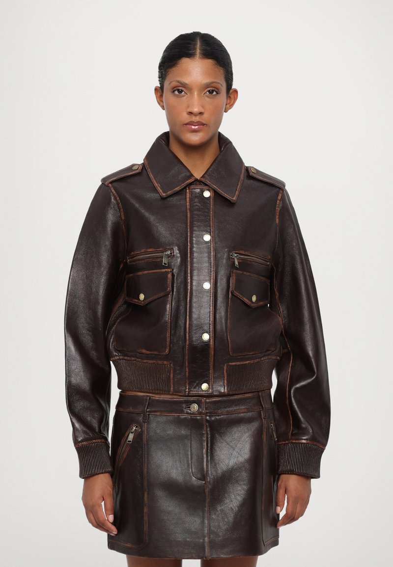 MICHAEL Michael Kors BURNISH - Chaqueta de cuero - chocolate
