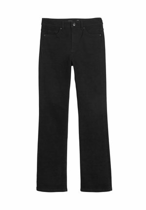 Zwarte denim broek met een rechte pijp, een klassiek vijf-pocket ontwerp en subtiele stikseldetails.