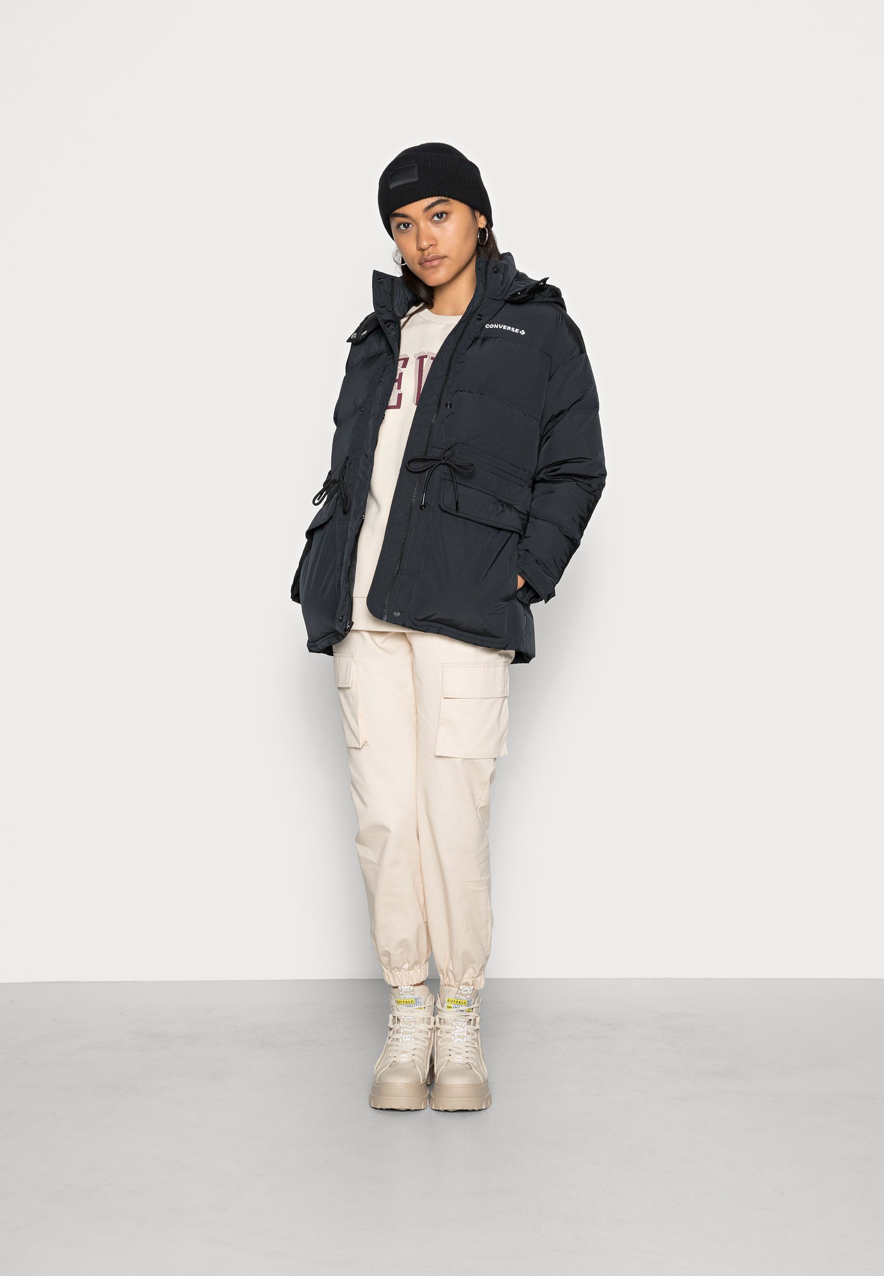 converse core mid length padded jacket