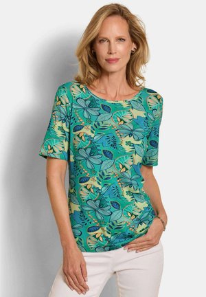DRUCKS MIT U-BOOT-AUSSCHNITT - T-Shirt print - sage/blue patterned