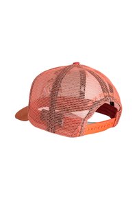 Baseballpet met een verstelbare snapback, met een helder oranje gaasontwerp en een effen oranje klep. Gemaakt van een gestructureerd en ademend materiaal.