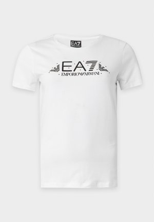 EA7 Emporio Armani, TRAIN LOGO SERIES TEE EAGLE CROSSOVER - Print T-shirt - white