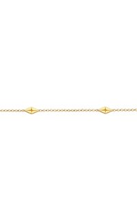 Guldkædearmbånd med et linkdesign og en diamanformet vedhæng. Glat tekstur med en blank finish.