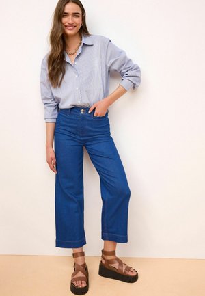 Next DOUBLE BUTTON CROPPED WIDE LEG - Jeans a zampa - bright blue