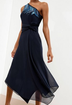 REGULAR FIT - EMBELLISHED  ONE SHOULDER FIT AND FLARE MIDI  - Rochie cocktail/Rochie petrecere - navy