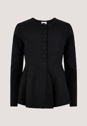 Apricot, PEPLUM HEM RBBED KNIT CARDIGAN - Cardigan - black