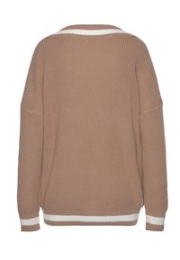 LASCANA V-AUSSCHNITT - Strickpullover - camelfarben