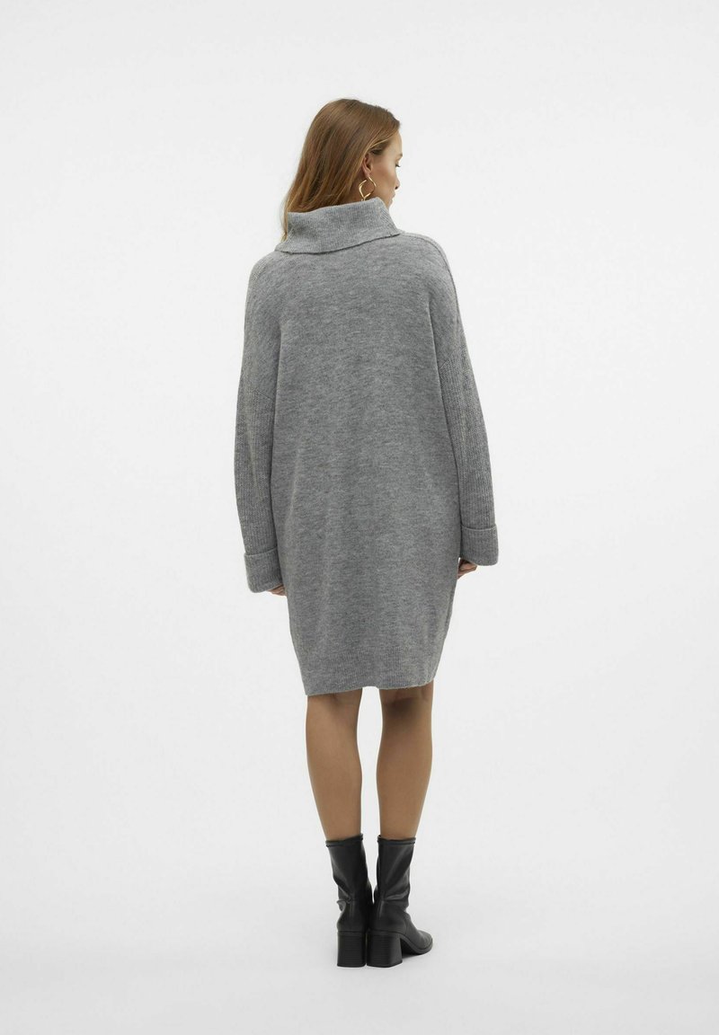 VOTEPRETTY gebreide jurk dames winter herfst jurken rolkraag winterjurk lang mouwen herfstjurken trui-jurk, wijn, S