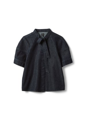 Les Copains, REGULAR-FIT SHORT-SLEEVED DENIM SHIRT WITH TIE DETAIL - Blusa - dark blue