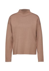 Brun, långärmad polotröja i mjukt material. Har en avslappnad passform och minimal sömnad för ökad komfort. Slät textur och neutral färg.