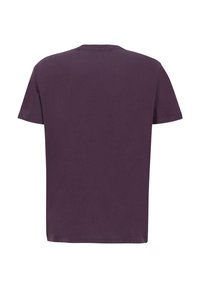 Kortærmet lilla T-shirt i bomuldsstof, med rund halsudskæring og ensfarvet uden mønstre eller udsmykninger.