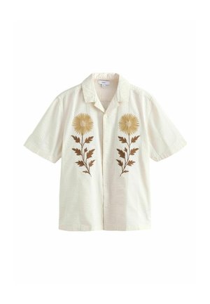 REGULAR FIT - TEXTURED EMBROIDERED FLORAL SHORT SLEEVE - Košeľa - neutral