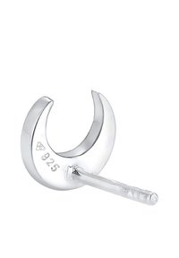 Sølv øreklips med en halvmåneform, der har en poleret overflade og en lige stift for nem påsætning. Markerede med "925" for sterling sølv.