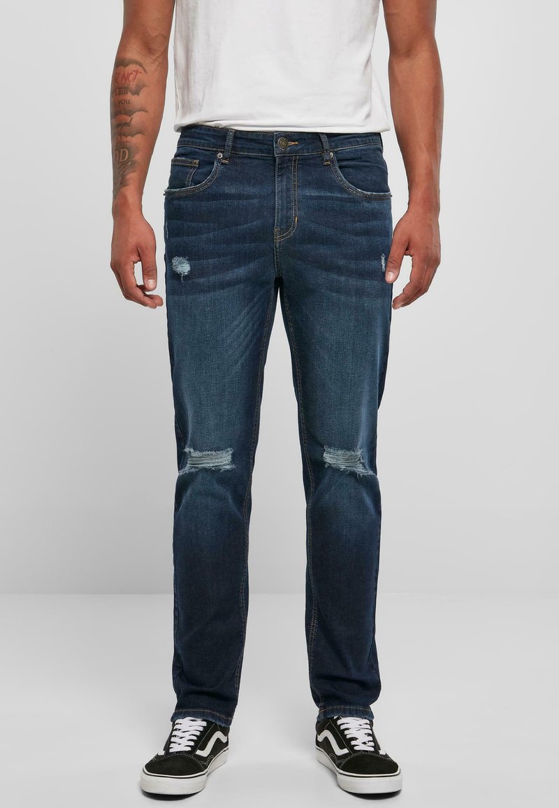 Urban Classics - Džíny Straight Fit - darkblue destroyed washed, Zvětšit