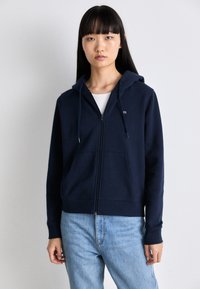 Tommy Jeans FLAG ZIP - Felpa con zip - dark night navy