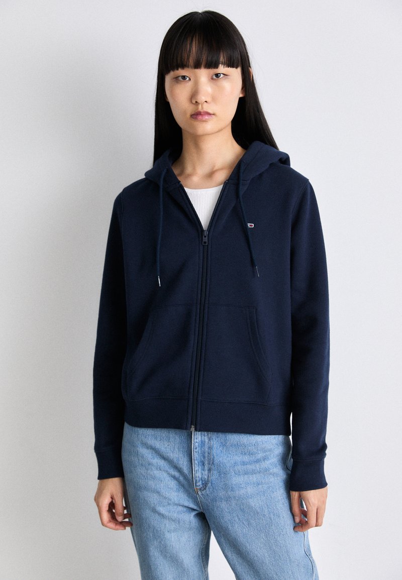 Tommy Jeans FLAG ZIP - Felpa con zip - dark night navy