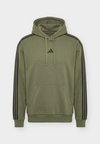 ESSENTIALS 3 STRIPES HOODIE - Φούτερ με κουκούλα - olive four/black