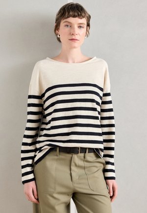 LONG SLEEVE STRIPED - Longsleeve - off-white/dark blue