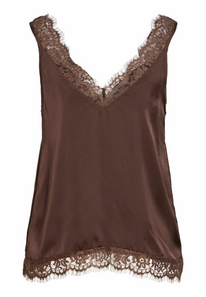 VILA, TOP VISOFIE V-AUSSCHNITT - Μπλούζα - coffee bean
