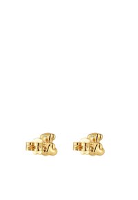 Pendientes en tono dorado con un diseño de nube y textura pulida. Incluyen marca visible y un cierre seguro. Par simétrico.