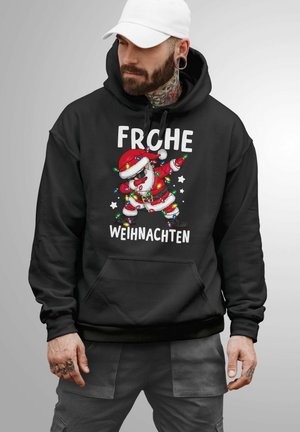 MoonWorks FROHE WEIHNACHTEN DABBING SANTA AUFDRUCK  - Kapuzenpullover - schwarz