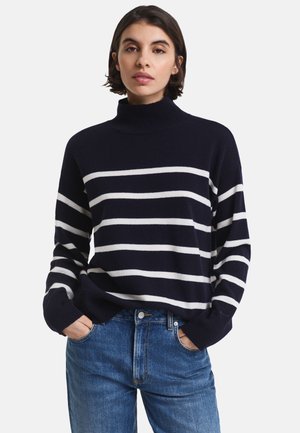 SUPERFINE  STRIPE MOCK - Strickpullover - evening blue