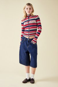 BDG Urban Outfitters STRIPE ZIP THROUGH - Kardigan - red
