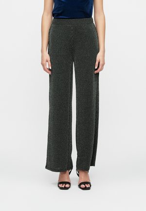 ONLCAROL WIDE GLITTER PANT - Trousers - black/silver-coloured