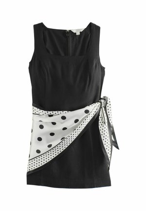 Next, TALL FIT - SQUARE NECK MINI SHIFT DRESS - Day dress - black white polka dot scarf