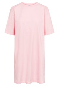 Rosa oversized t-shirt i mjuk bomull, med rundad halsringning och korta ärmar. Minimalistisk design utan mönster eller detaljer.