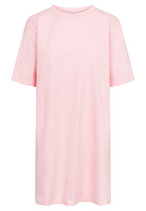 Lyserød oversized t-shirt lavet af blødt bomuld, med rund halsudskæring og korte ærmer. Minimalistisk design uden mønstre eller metaldele.