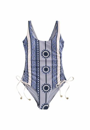 REGULAR FIT - RUCHED TUMMY CONTROL SCOOP SWIMSUIT  . - Costum de baie - navy blue geometric