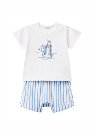 TWO-PIECE SET CREWNECK SHORT SLEEVE FRONT WITH PUFFY DETAILS ELASTICATED WAIST DRAWSTRING - Shorts - white