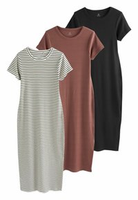 THE SET 3 PACK SHORT SLEEVED - Etuikleid - black red ecru stripe