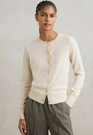 REGULAR FIT CREW NECK - Strickjacke - cream