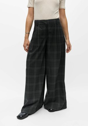 Object, WIDE-LEG TROUSERS CHECKED - Pantalon classique - black