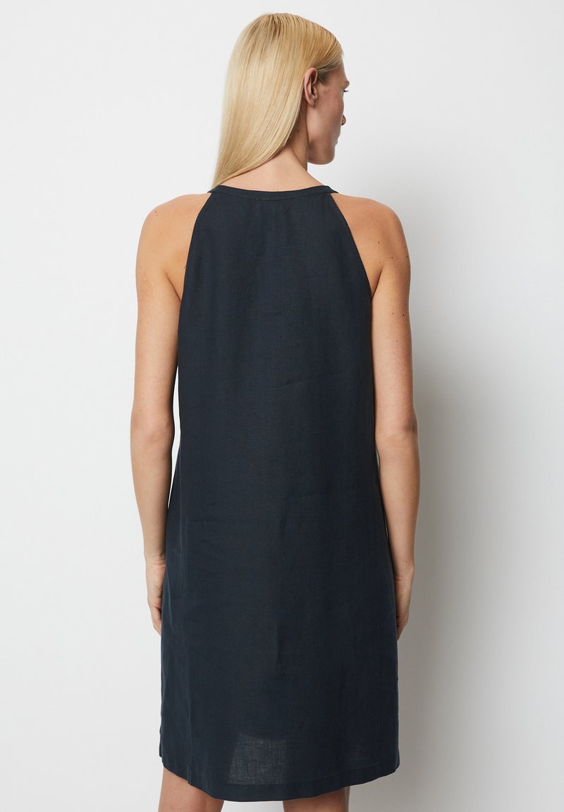 knee length dresses for ladies Linen Ribbed Midi Polo Dress in Pebble Grey main image 1