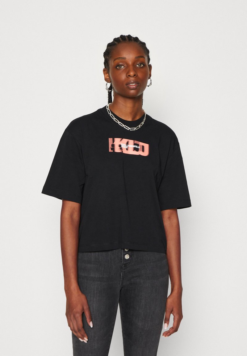 Karl Lagerfeld Jeans MONOGRAM TEE - T-shirt print - black/white/zwart