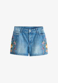 Unselected, mid blue floral embroidery