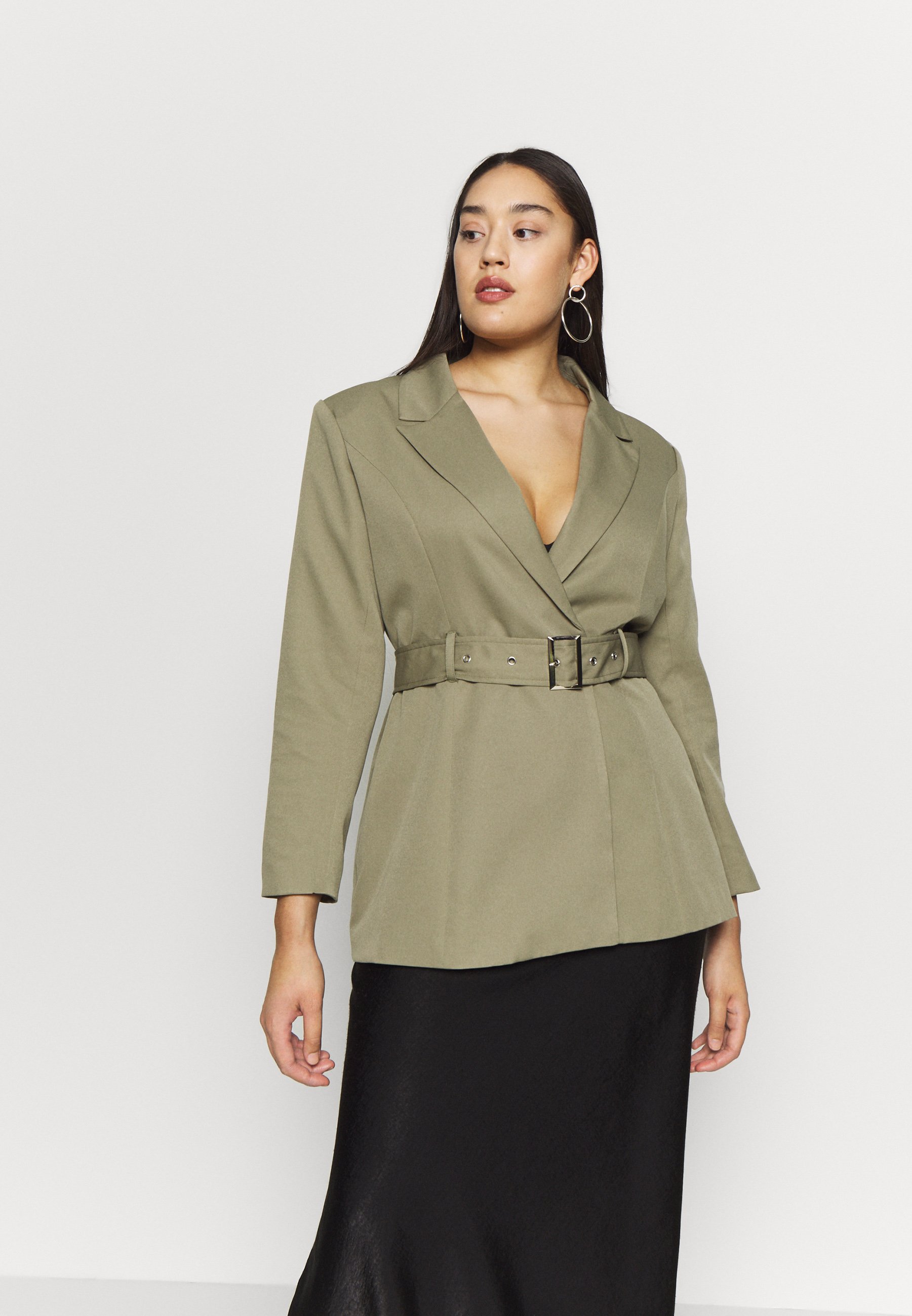 Missguided Plus BELTED TAILORED JACKET Kort kåpe frakk Missguided Plus BELTED TAILORED - Shorts - mint
