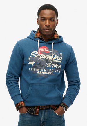 Superdry & Co TOKYO VI GRAPHIC PRINT LOGO - Hoodie - blue bottle