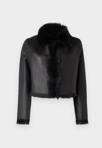 CROPPED SHEARLING JACKET - Lederjacke - black