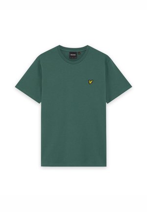 Roheline lühikese varrukaga t-särk ümara kaelusega, millel on vasakul rinnal väike kollane linnu logo ja krae sees must brändisilt.