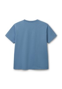 Short-sleeve T-shirt in light blue, made from a soft cotton blend, featuring a crew neck and smooth texture without any patterns or accents.