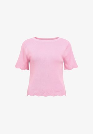 Object, TOP SCALLOPED RIBBED - T-shirt imprimé - begonia pink