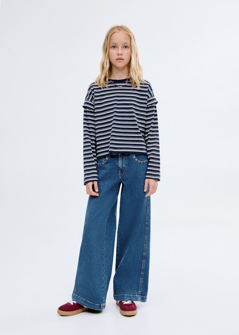 Mango Kids WIDE MET STUDS - Flared-farkut - dark blue