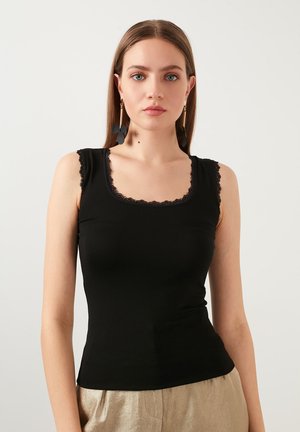 SQUARE NECK LACE DETAILED ATHLETE - Top - black