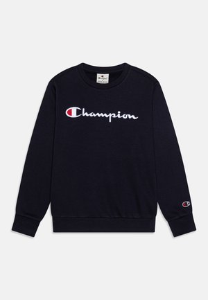 Sudadera navy de algodón, con cuello redondo, mangas largas y el logotipo bordado de "Champion" en la parte delantera y en la manga izquierda.