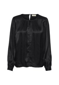 Must-haves, pikad varrukad blouse siledast satiinist kangast. Omab ümarat kaelust, volditud esiosa ning võtmeaugu klapp seljal.